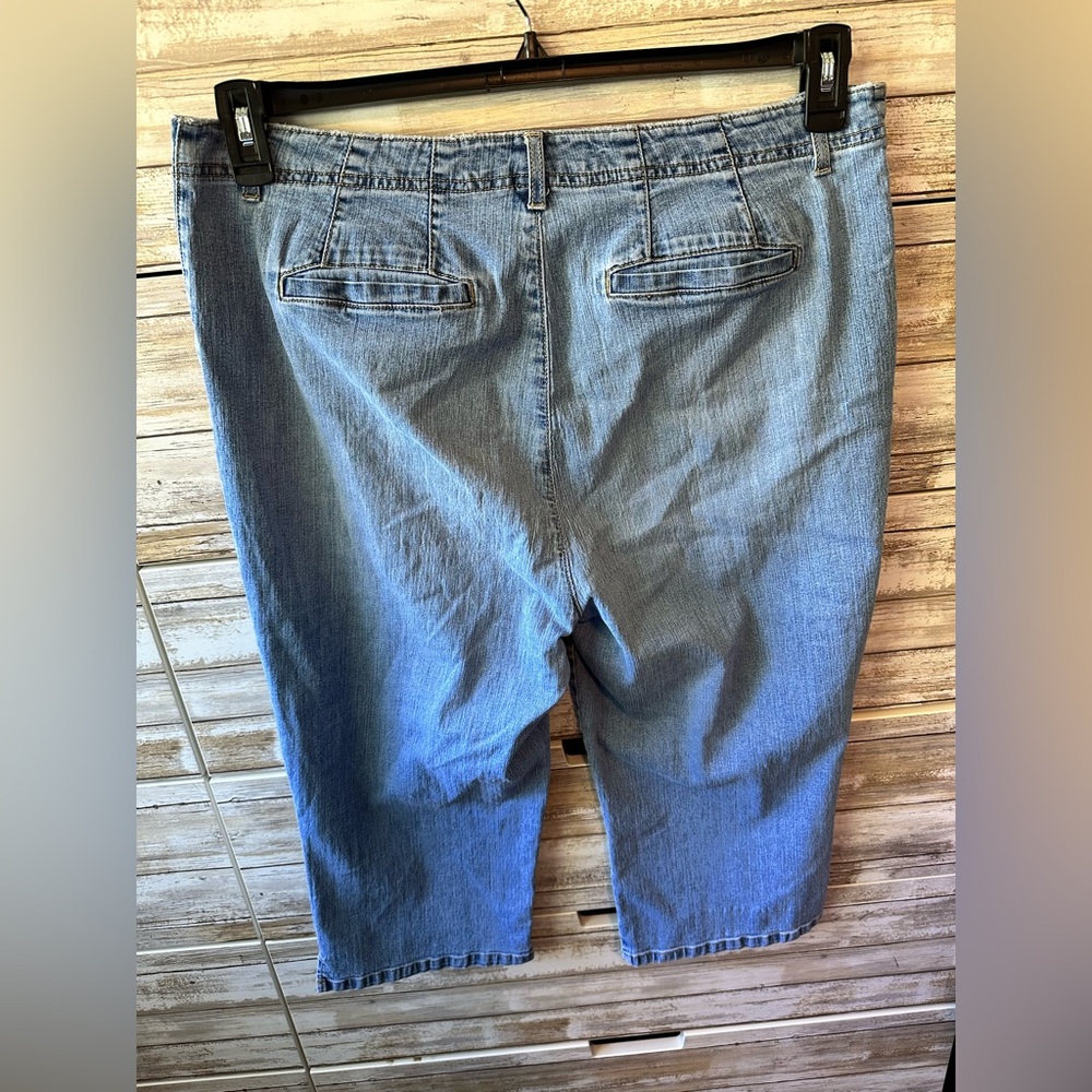 🌸 Gloria Vanderbilt 16W Cropped Jeans Floral Embroidered Capri Blue - Picture 5 of 9